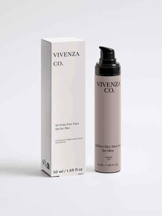 VIVENZA CO Oil-Free Zinc Face Gel – Lightweight Daily Moisturizer for Men